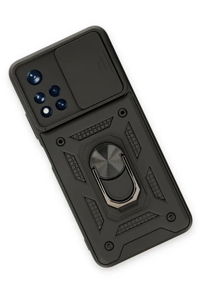 LitaeTrend Xiaomi Poco M4 Pro 5G Kılıf Pars Lens Yüzüklü Silikon - Siyah - Resim 2