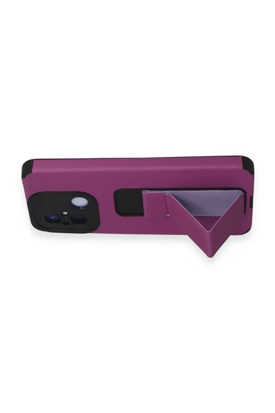 LitaeTrend Xiaomi Redmi 12C Kılıf Mega Standlı Silikon - Mor - Resim 5