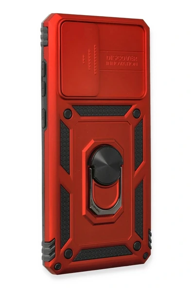 LitaeTrend Samsung Galaxy A73 5G Kılıf Pars Lens Yüzüklü Silikon - Kırmızı - Resim 2