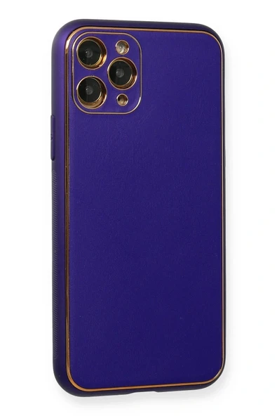 LitaeTrend iPhone 11 Pro Kılıf Coco Deri Silikon Kapak - Mor - Resim 2