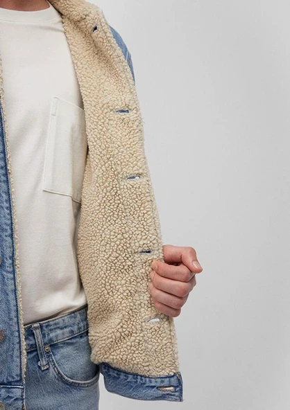 M0111214-88554 MAVİ ZANDER SKY BLUE SHERPA CEKET - Resim 5