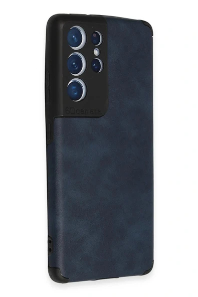 LitaeTrend Samsung Galaxy S21 Ultra Kılıf Loop Deri Silikon - Lacivert - Resim 2