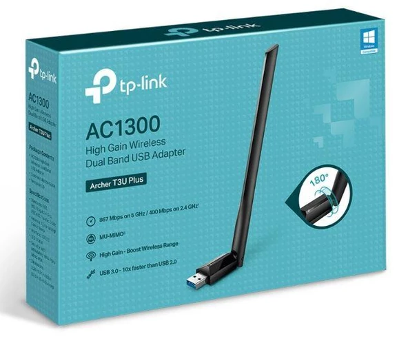 TP-LINK ARCHER T3U PLUS 1300MBPS KABLOSUZ DUAL BAND USB ADAPTOR ürün görseli