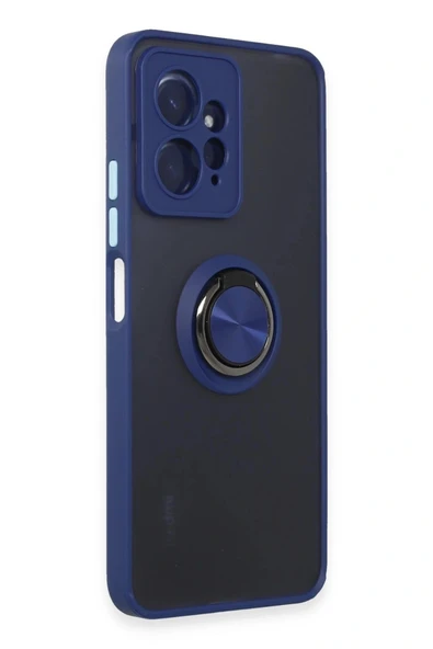 LitaeTrend Xiaomi Redmi Note 12 4G Kılıf Montreal Yüzüklü Silikon Kapak - Lacivert - Resim 2