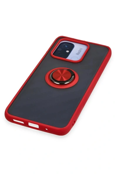 LitaeTrend Xiaomi Redmi 12C Kılıf Montreal Yüzüklü Silikon Kapak - Kırmızı - Resim 5