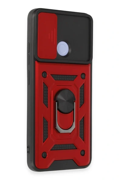 LitaeTrend Xiaomi Redmi 12C Kılıf Pars Lens Yüzüklü Silikon - Kırmızı - Resim 2