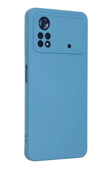 LitaeTrend Xiaomi Poco X4 Pro 5G Kılıf Nano içi Kadife Silikon - Mavi - Resim 3