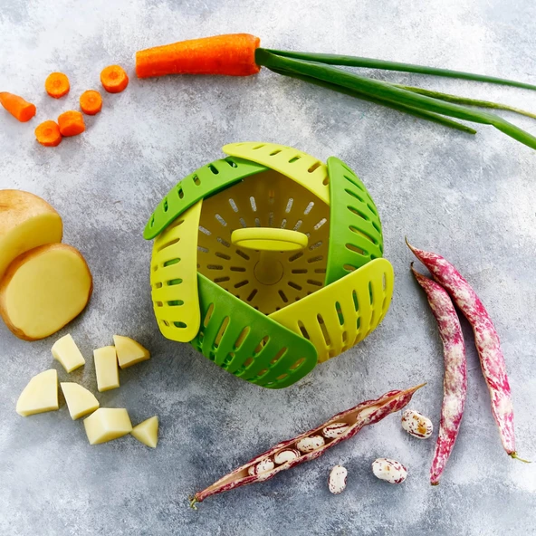 Plastik Katlanır Buharda Pişirme Aparatı Sağlıklı Haşlama Sepeti ürün görseli