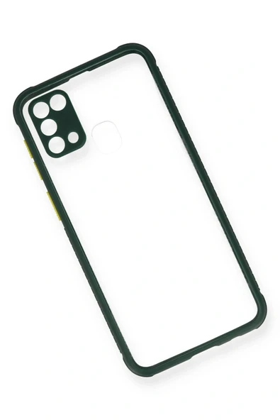 LitaeTrend Samsung Galaxy M31 Kılıf Miami Şeffaf Silikon - Koyu Yeşil - Resim 3