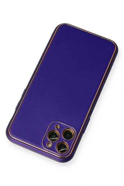 LitaeTrend iPhone 11 Pro Kılıf Coco Deri Silikon Kapak - Mor - Resim 3