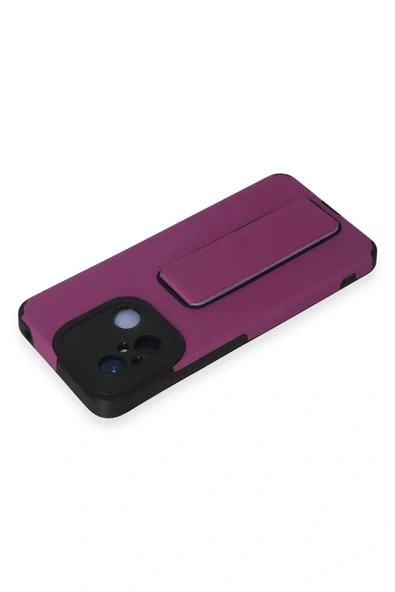 LitaeTrend Xiaomi Redmi 12C Kılıf Mega Standlı Silikon - Mor - Resim 3