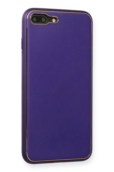 LitaeTrend iPhone 7 Plus Kılıf Coco Deri Silikon Kapak - Mor - Resim 2