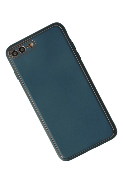 LitaeTrend iPhone 7 Plus Kılıf Coco Deri Silikon Kapak - Mavi - Resim 2