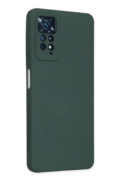 LitaeTrend Xiaomi Redmi Note 11 Pro Kılıf Nano içi Kadife Silikon - Koyu Yeşil - Resim 3