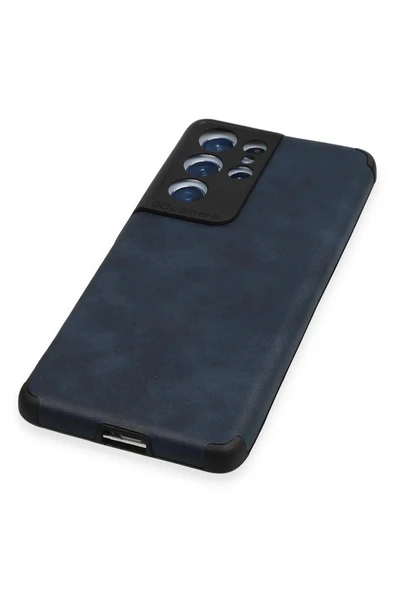 LitaeTrend Samsung Galaxy S21 Ultra Kılıf Loop Deri Silikon - Lacivert - Resim 4