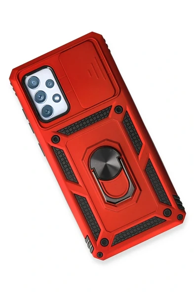 LitaeTrend Samsung Galaxy A73 5G Kılıf Pars Lens Yüzüklü Silikon - Kırmızı - Resim 3