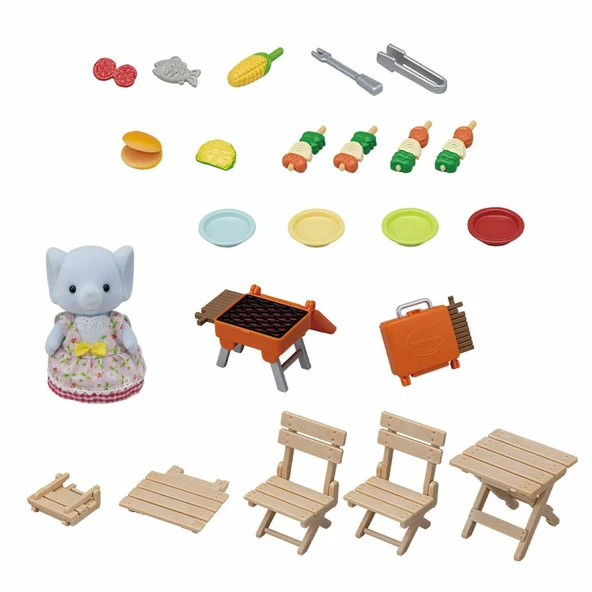 5640 Sylvanian Families Fil Kız ve Barbekü Piknik Seti  +3 yaş - Resim 3