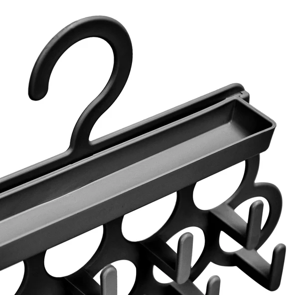 Kravat ve Şal Askısı - Takı ve Aksesuar Düzenleyici Askı - Siyah ürün görseli