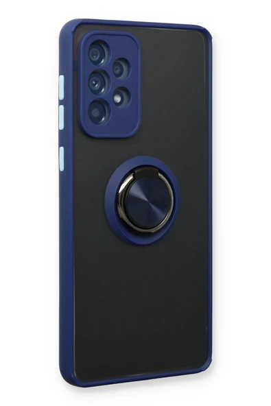 LitaeTrend Samsung Galaxy A73 5G Kılıf Montreal Yüzüklü Silikon Kapak - Lacivert - Resim 2