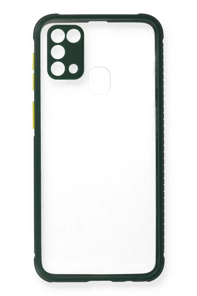 LitaeTrend Samsung Galaxy M31 Kılıf Miami Şeffaf Silikon - Koyu Yeşil - Resim 2
