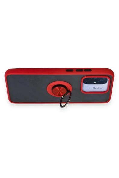LitaeTrend Xiaomi Redmi 12C Kılıf Montreal Yüzüklü Silikon Kapak - Kırmızı - Resim 3