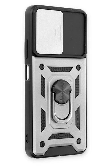 LitaeTrend Xiaomi Poco M4 Pro 5G Kılıf Pars Lens Yüzüklü Silikon - Gümüş - Resim 2