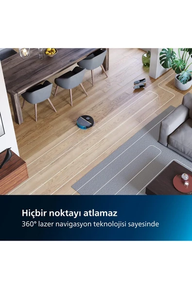 Philips Islak ve Kuru Temizlik Robotu, 5200 mAh Li-Ion Pil,5000 Pa Emiş Gücü HomeRun 7000 XU7000/01 - Resim 5