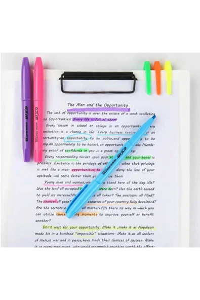 gxin Canlı Highlighter 6 Renk Fosforlu Kalem Seti Kalem Tipi - Resim 5