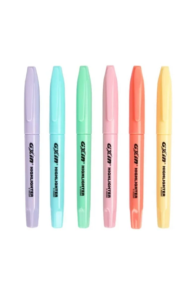 gxin Pastel Highlighter 6 Renk Fosforlu Kalem Seti Kalem Tipi - Resim 7