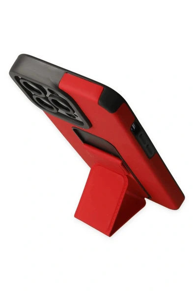 LitaeTrend iPhone 13 Pro Max Kılıf Mega Standlı Silikon - Kırmızı - Resim 3