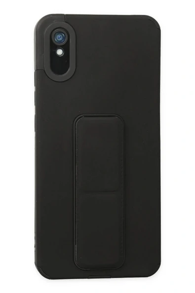 LitaeTrend Xiaomi Redmi 9A Kılıf Mega Standlı Silikon - Siyah ürün görseli 1