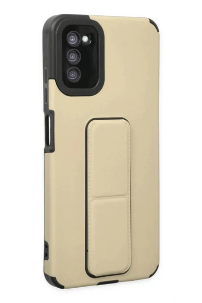 LitaeTrend Samsung Galaxy A03S Kılıf Mega Standlı Silikon - Gold - Resim 2