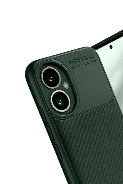 LitaeTrend Honor 400 Kılıf Auto Focus Karbon Kapak - Koyu Yeşil - Resim 3