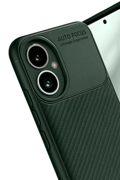 LitaeTrend Honor 400 Kılıf Auto Focus Karbon Kapak - Koyu Yeşil - Resim 4