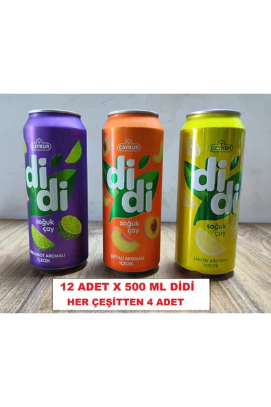 Çaykur Didi Hepsibir Paketi Bergamot + Limon + Şeftali Soğuk Çay 500 Ml X 12 Adet ürün görseli