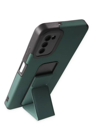 LitaeTrend Samsung Galaxy A03S Kılıf Mega Standlı Silikon - Yeşil - Resim 3