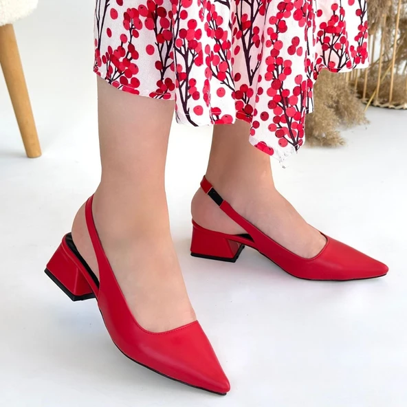 Morji Kırmızı Cilt Topuklu Ayakkabı - Resim 4