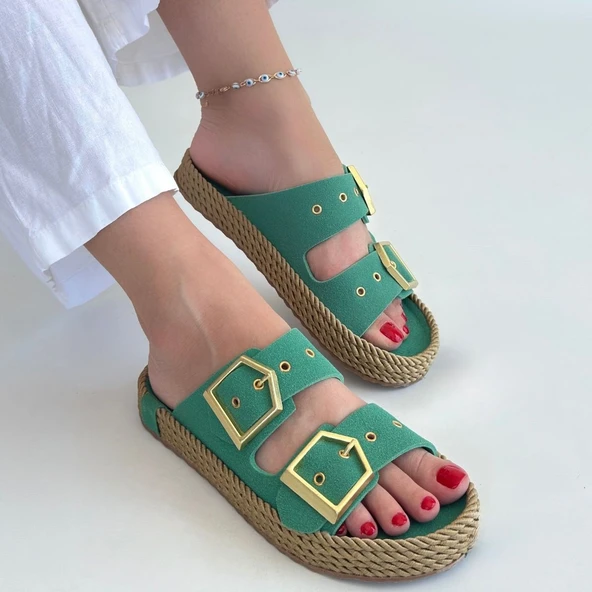 İces Yeşil Nubuk Terlik - Resim 4