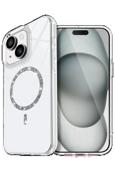 LitaeTrend Apple iPhone 15 Live Diamond Magsafe Kapak - Şeffaf ürün görseli 1