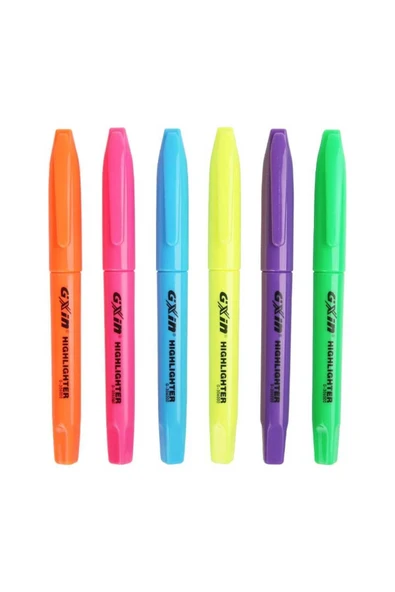 gxin Canlı Highlighter 6 Renk Fosforlu Kalem Seti Kalem Tipi - Resim 6