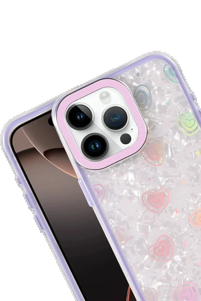 LitaeTrend Apple iPhone 15 Lumi Desenli Kapak - Mor - Resim 2