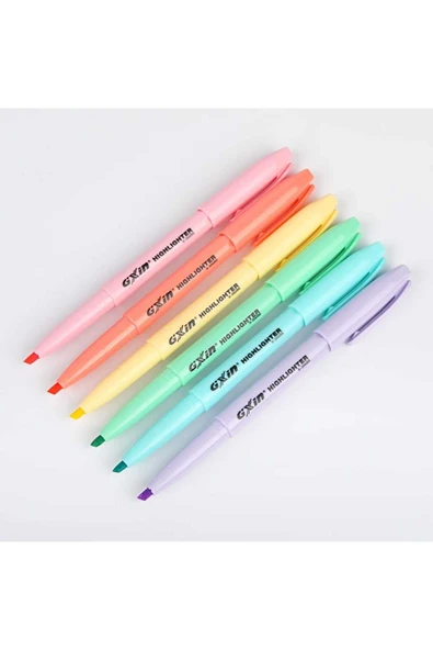 gxin Pastel Highlighter 6 Renk Fosforlu Kalem Seti Kalem Tipi - Resim 3