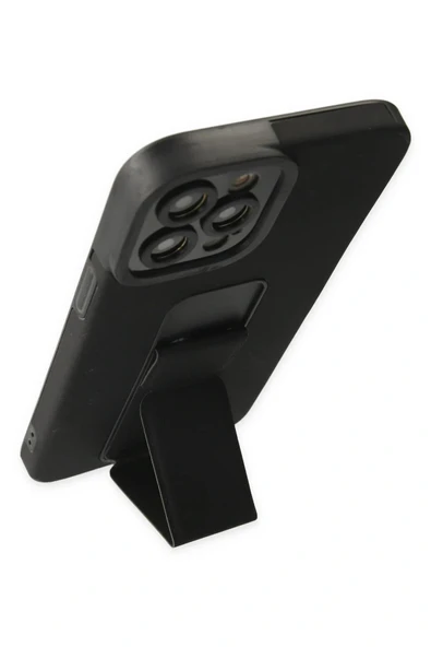 LitaeTrend iPhone 12 Pro Max Kılıf Mega Standlı Silikon - Siyah - Resim 4