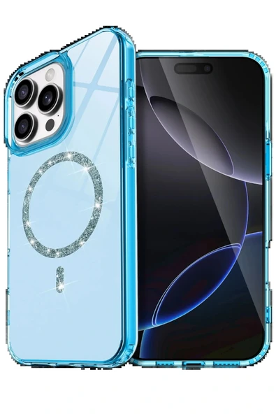 LitaeTrend Apple iPhone 14 Pro Max Live Diamond Magsafe Kapak - Mavi ürün görseli 1