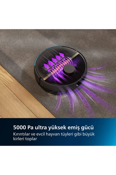 Philips Islak ve Kuru Temizlik Robotu, 5200 mAh Li-Ion Pil,5000 Pa Emiş Gücü HomeRun 7000 XU7000/01 - Resim 3