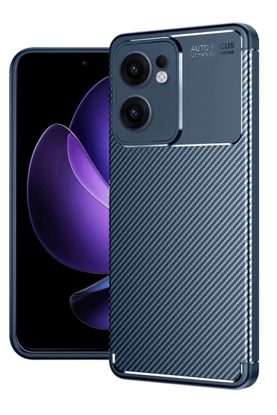 LitaeTrend Oppo Reno 13F Kılıf Auto Focus Karbon Kapak - Lacivert ürün görseli 1