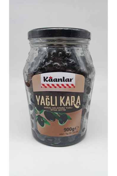 Kaanlar Yağlı Kara Doğal Salamura Yağlı Siyah Zeytin 900 Gr CAM (291-320) ürün görseli 1
