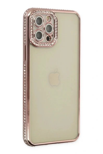 LitaeTrend iPhone 12 Pro Kılıf Joke Taşlı Silikon - Pembe ürün görseli 1