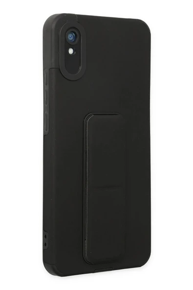 LitaeTrend Xiaomi Redmi 9A Kılıf Mega Standlı Silikon - Siyah - Resim 2