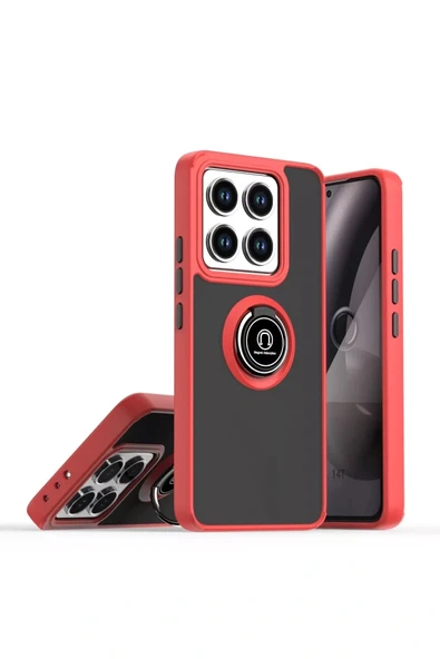 LitaeTrend Xiaomi Mi 14T Montreal Yüzüklü Silikon Kapak - Kırmızı ürün görseli 1